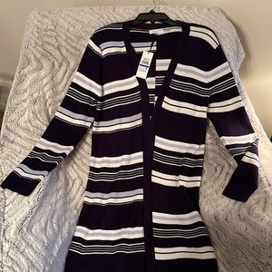 Calvin Klein NWT striped Navy, cream and light blue cardigan XL